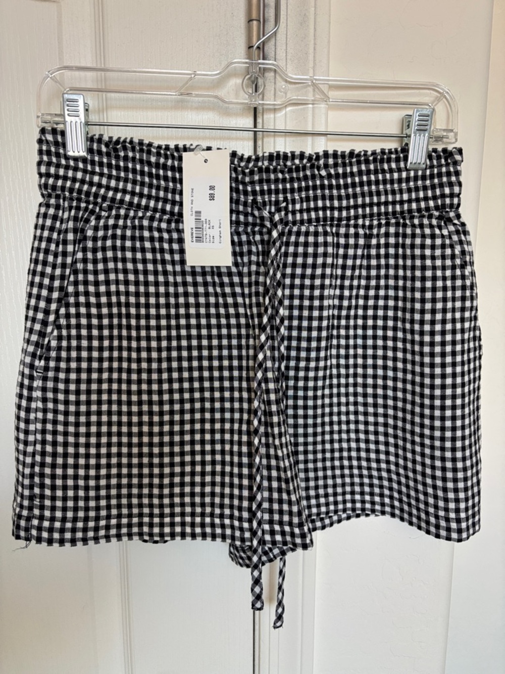 cloth & stone Black and White Gingham Paperbag Waist Shorts